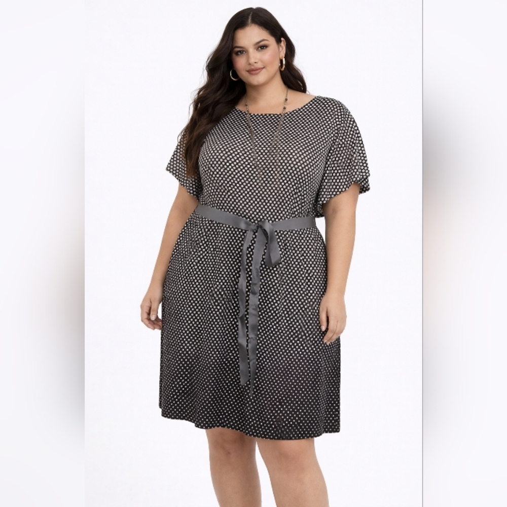 Elegant Black And White Polk  Dress 22w